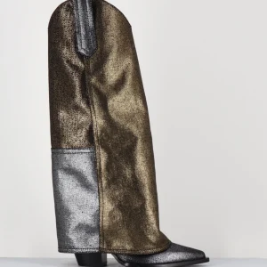 Bottes santiag jean laminé bronze & argent -E3869-T RIC SILVER GOLD