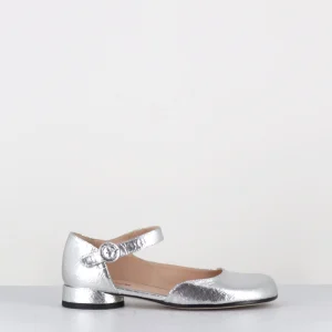 Babies asymétrique petit talon cuir craquelé argent - MANI24 CRAK ARGENTO