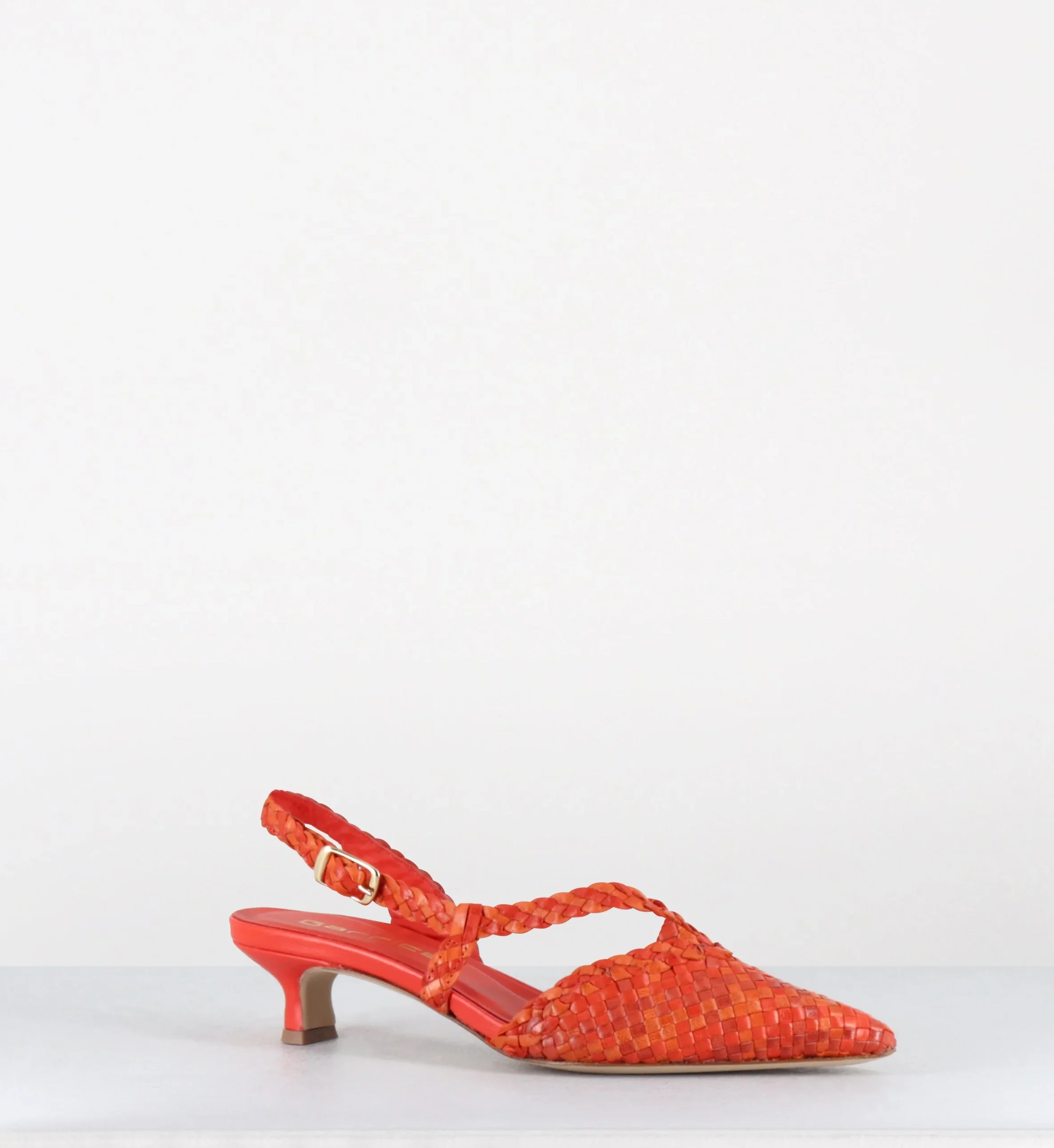 Escarpins slingback en cuir tressé orange kitten heel - BOKER BERL BRIGHT – Image 5