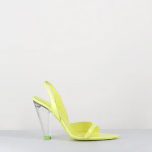 Sandales cuir jaune & talon plexi conique - BRIDGET LACK LIME