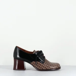 Chaussures à lacets en cuir imprimé pied-de-poule petit talon - TACAO GALLO TESTA