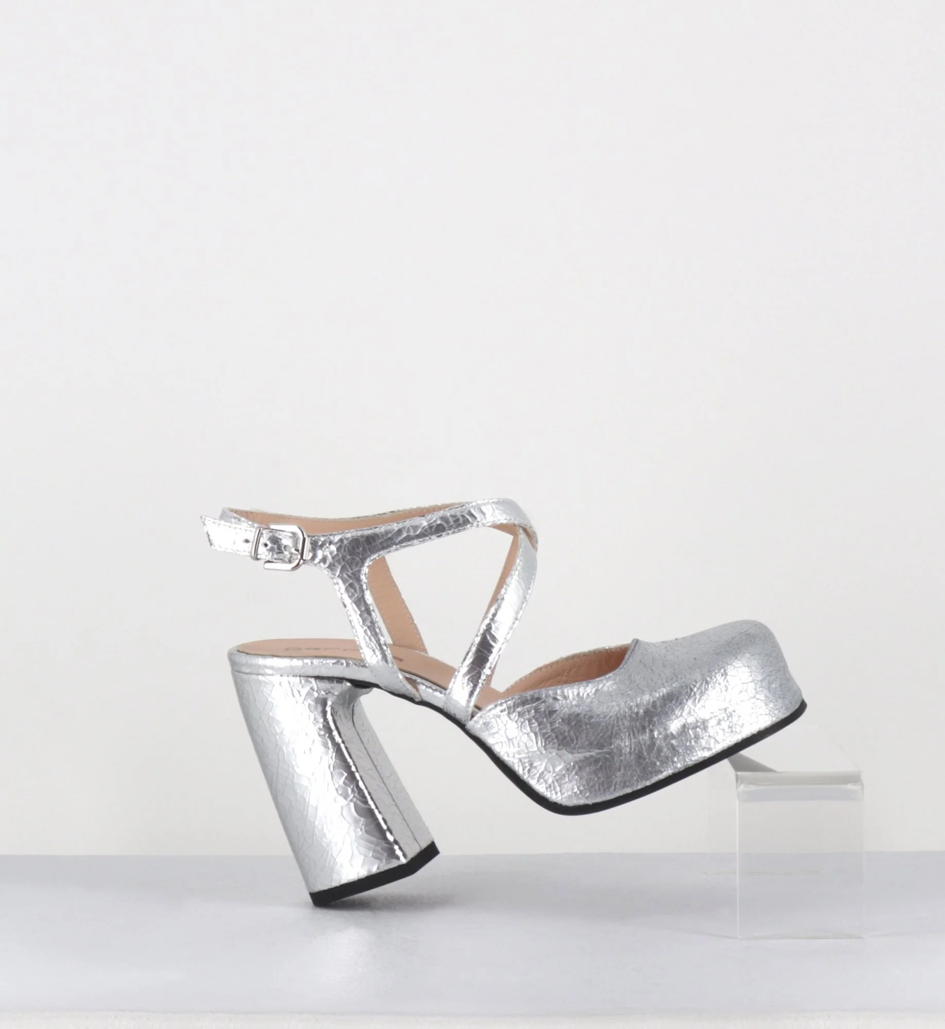 Babies à plateforme en cuir craquelé argent - VATI2 CRAK ARGENTO – Image 7