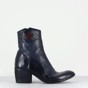 Boots en cuir bleu marine & étoile rouge - 2039C IGNIS NAVY