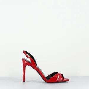 Sandales à talon en cuir vernis rouge - MANOR1 VERNICE ROSSO