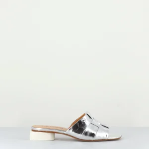 Mules bout carré en cuir tressé argent - DAHLIA21 ARGENTO