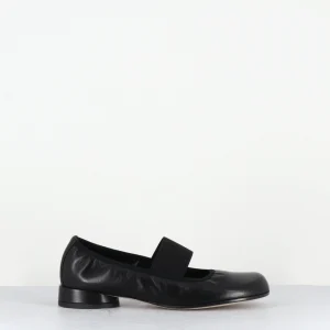 Ballerines petit talon & élastique en cuir noir - LAZI CLOE NERO
