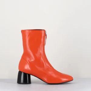 Boots 60s en cuir orange & talon noir - CAREN07 GLAZE NESPOLA