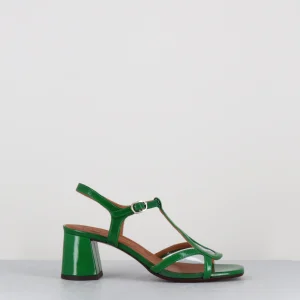 Sandales 60s à talon cuir vert & plexi transparent - RYONA VINILO SUCRE GREEN