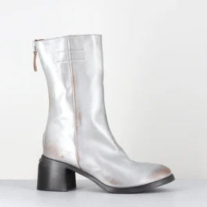 Boots en cuir métallisé argent mi haute - 72403 CUSNA ARGENTO