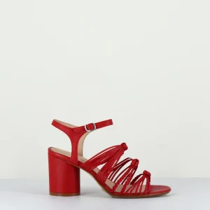 Sandales à talon en cuir rouge - 6930R ROSSO