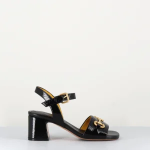 Sandale en naplack noir & mors doré - Q173 NAPLAK NERO