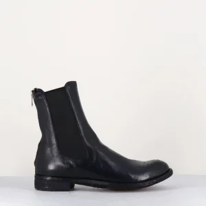 Boots plates en cuir bleu marine, élastique & bout fleuri - LEXIKON099 NAVY