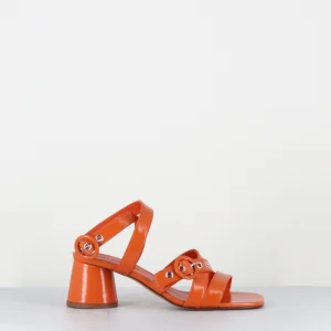 Sandales en cuir orange talon cylindrique - CLOE34 GLAZE CLEMENTINA