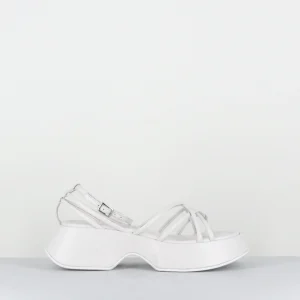 Sandales à plateforme en cuir blanc multi-brides - 1E1508D BONBON WHITE