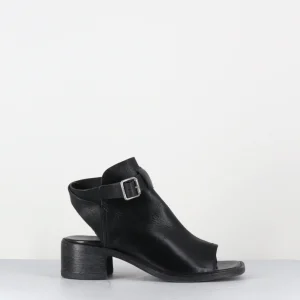 Sandales 'open-boots' en cuir noir talon bloc - 34501G OIL NERO