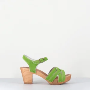 Sandales-sabots à talon léger poulain vert - 236 LIGHT GREEN