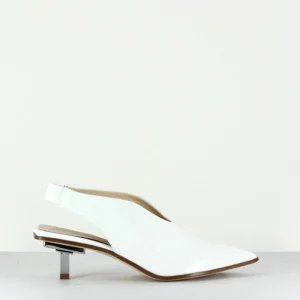 Slingback bout pointu en cuir blanc - 6282
