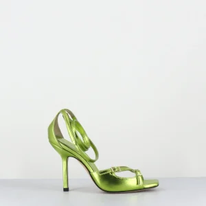 Sandales talon haut en cuir métallisé vert - DIRA3 LAMINATO ACID