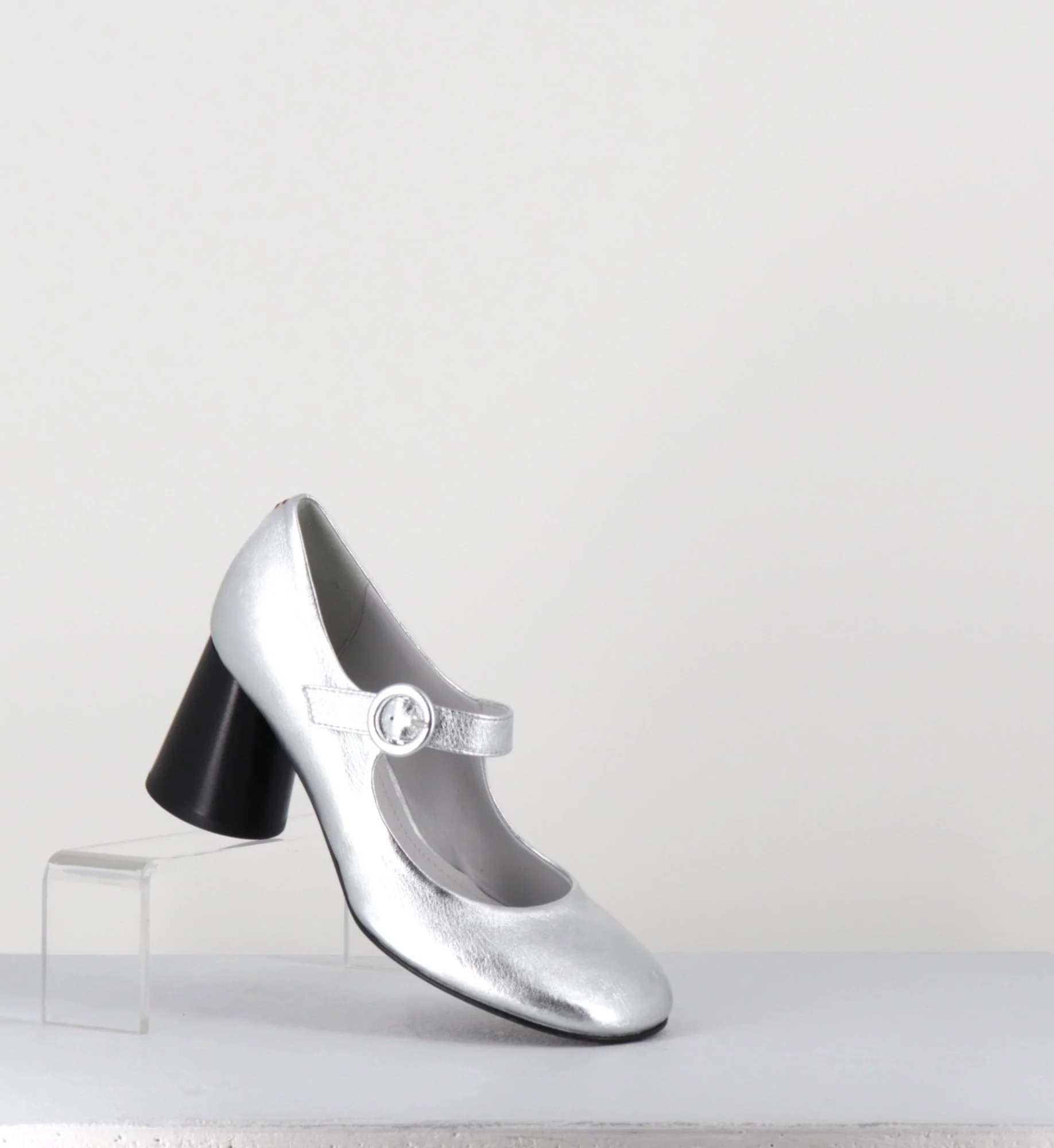 Babies rétro à talon en cuir argenté - ACE22 METAL ARGENTO – Image 6