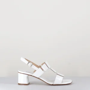 Sandales 60s bout carré en cuir vernis blanc - LEFAI1 VERNICE BIANCO