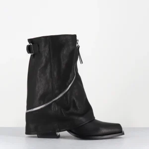 Santiags en cuir noir guêtre à zip transversal - 1H4508D ROCK BLACK