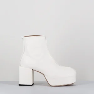 Boots à plateforme 70s en cuir blanc - 1GS447 CUSNA BIANCO