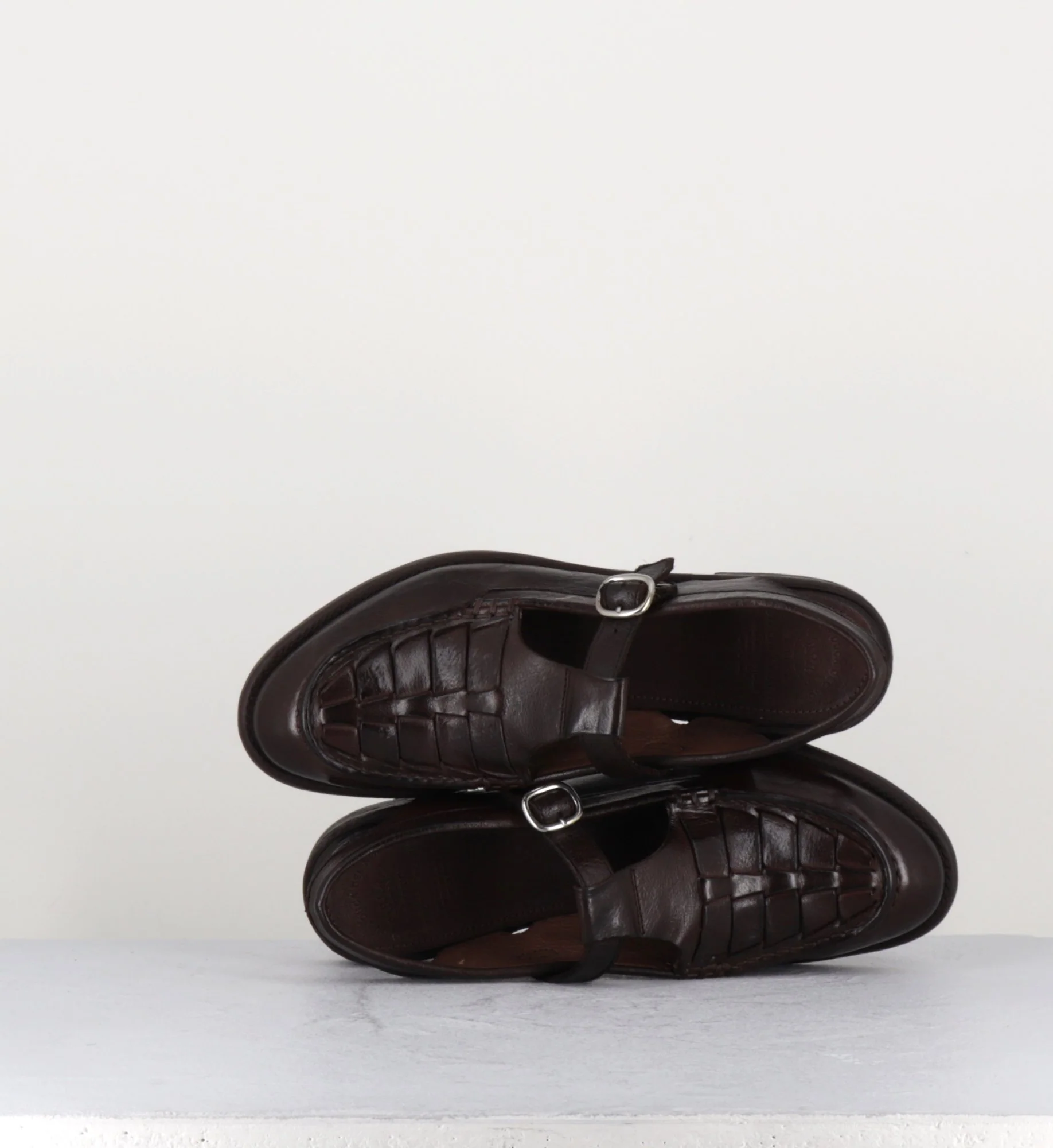 Chaussures Mary-Jane slingback en cuir marron tressé - LEX537 CORTECCIA – Image 3