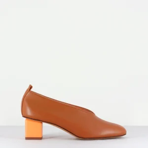 Escarpins en cuir cognac à petit talon - Mildred Classic caramel