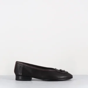 Ballerines noeud en cuir marron & prune - BELLE CUSNA MARRONE