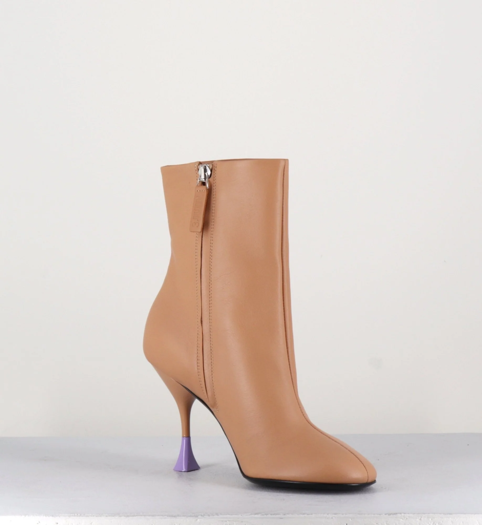 Boots en cuir beige à talon fin - LIDIA 095 BISQUIT – Image 9