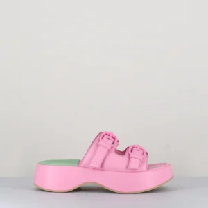 Sandales plateforme & boucles cuir rose - CORFU CHAT PINK