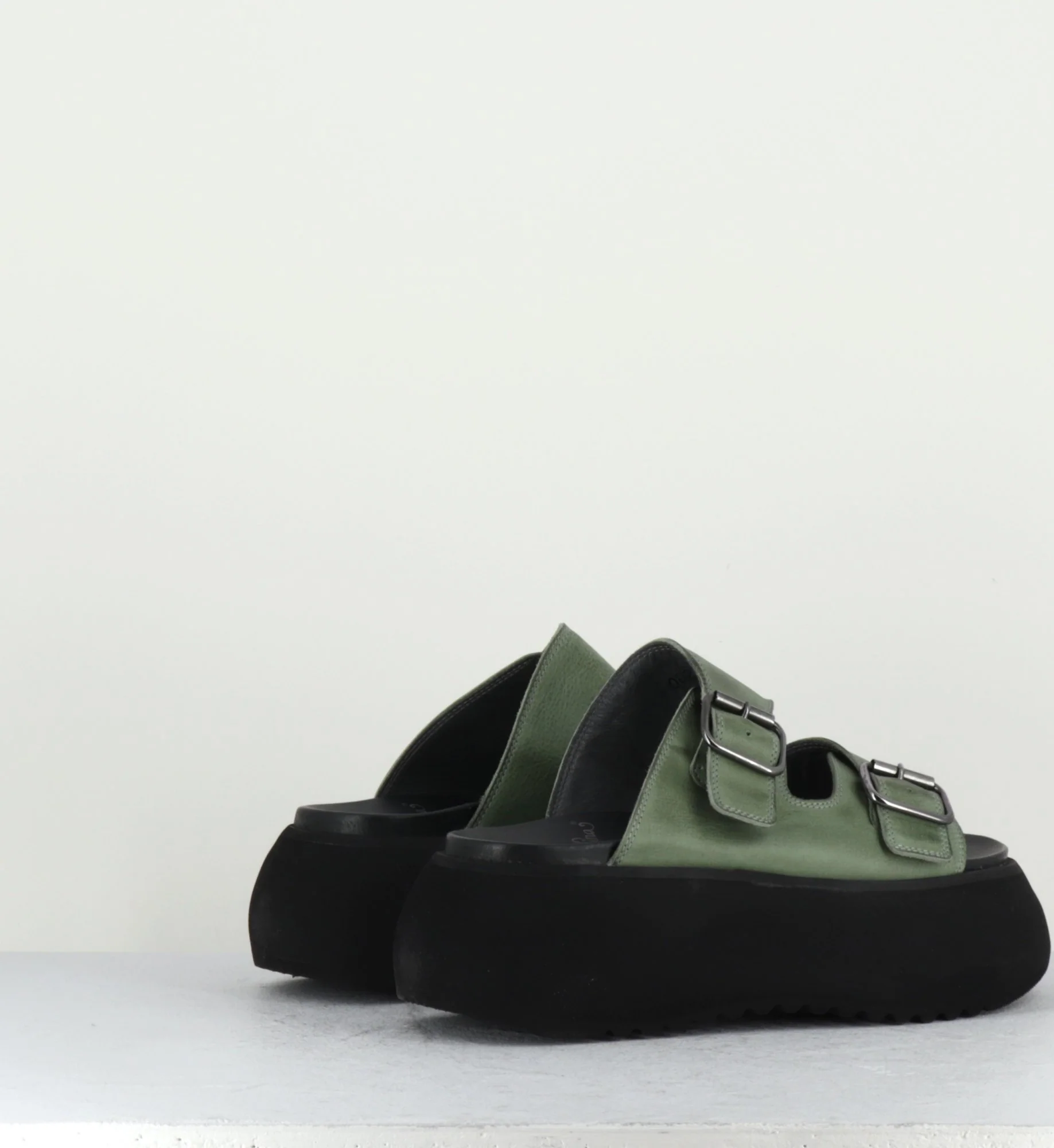 Sandales cuir kaki plateforme chunky noire - 1E002 GREEN – Image 5