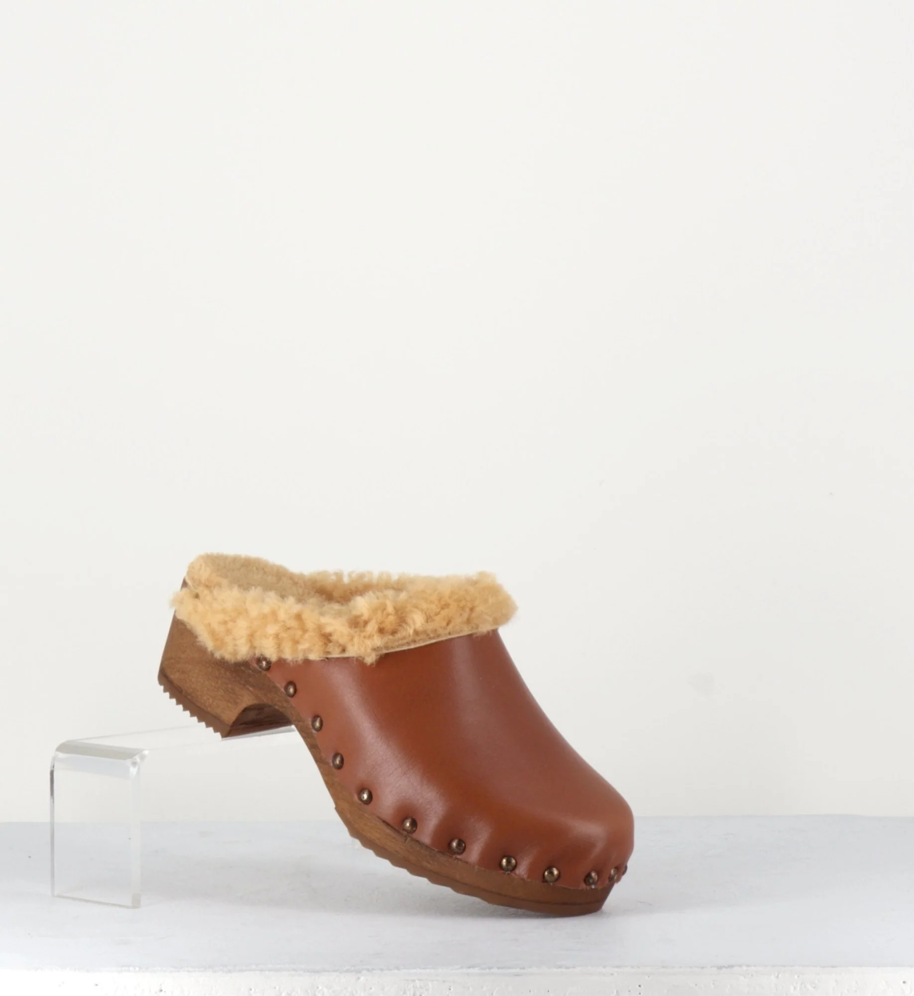 Sabot fourrés en cuir camel - COMPLIB ANTICO – Image 4