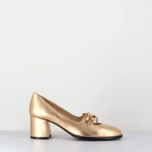 Babies à noeuds en cuir métallisé doré - PAOLA LAMIN ORO