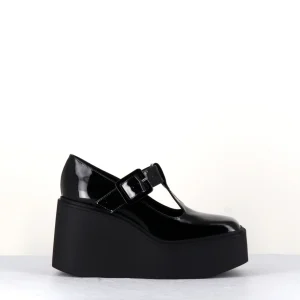 Babies à plateforme bout carré en vernis noir - PENNY NERO