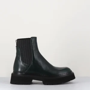 Boots en cuir bleu pétrole & élastique gris - SCANDO PETROLIO