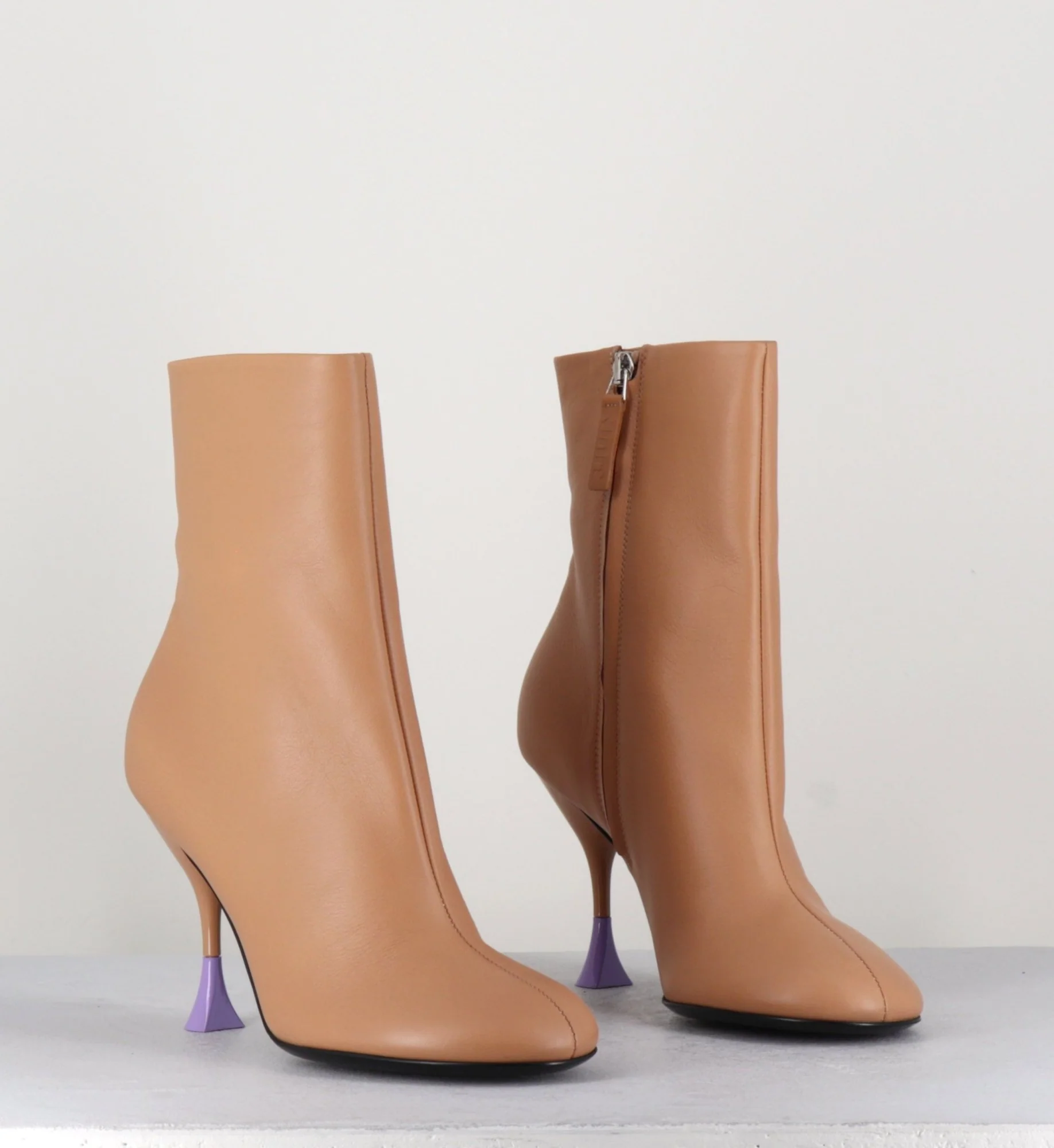 Boots en cuir beige à talon fin - LIDIA 095 BISQUIT – Image 6