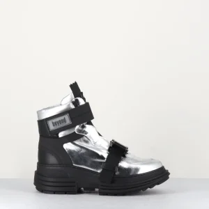 Bottines à semelle épaisse en cuir argent Beyond shoes - DIANNA