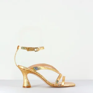 Sandales en cuir imprimé serpent doré - Bal031 Pitone