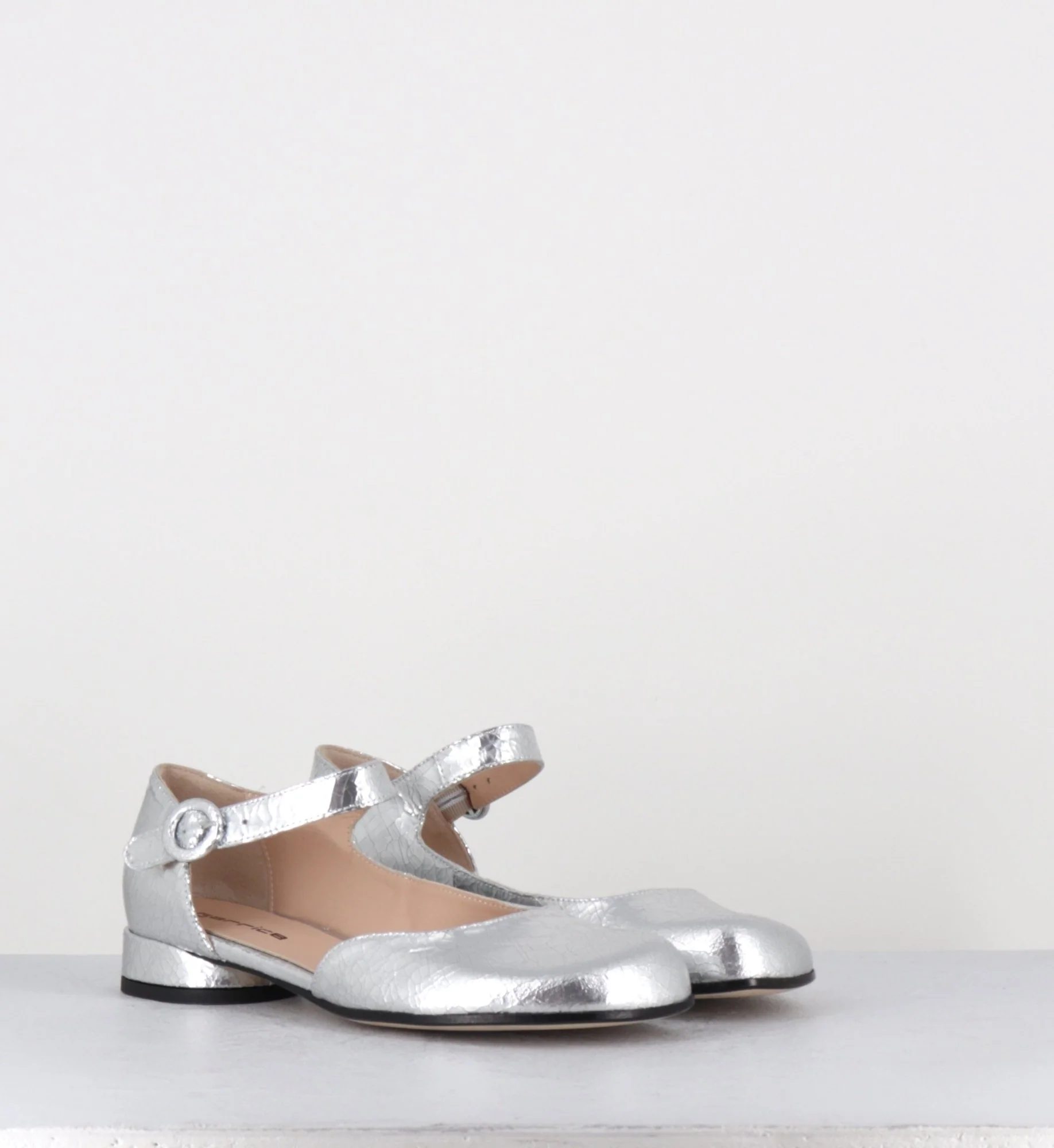 Babies asymétrique petit talon cuir craquelé argent - MANI24 CRAK ARGENTO – Image 4