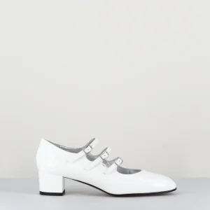 Babies trois brides en cuir vernis blanc - KINA VERNIS BLANC