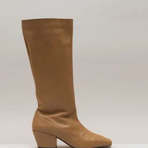 Bottes 80's tige mi-haute en cuir souple beige - UMA WOOD