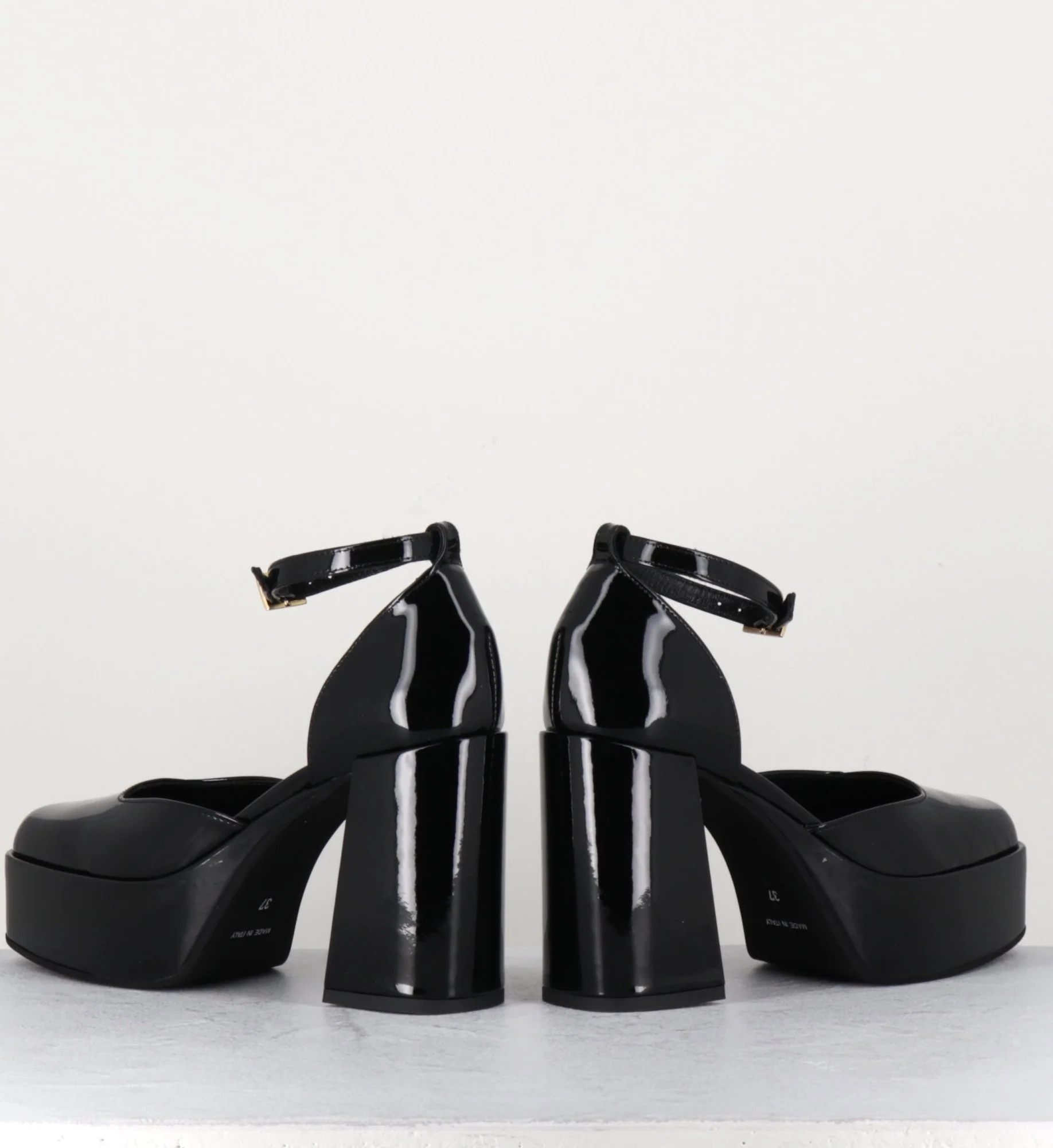 Babies à plateforme en cuir vernis noir - SQUARE NERO – Image 6