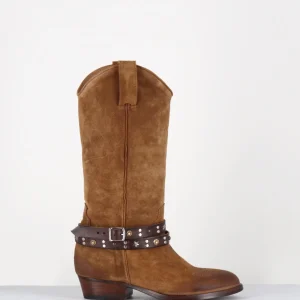 Bottes esprit tiag en daim camel bracelet amovible - TEX CROSTA BRUCCIATO