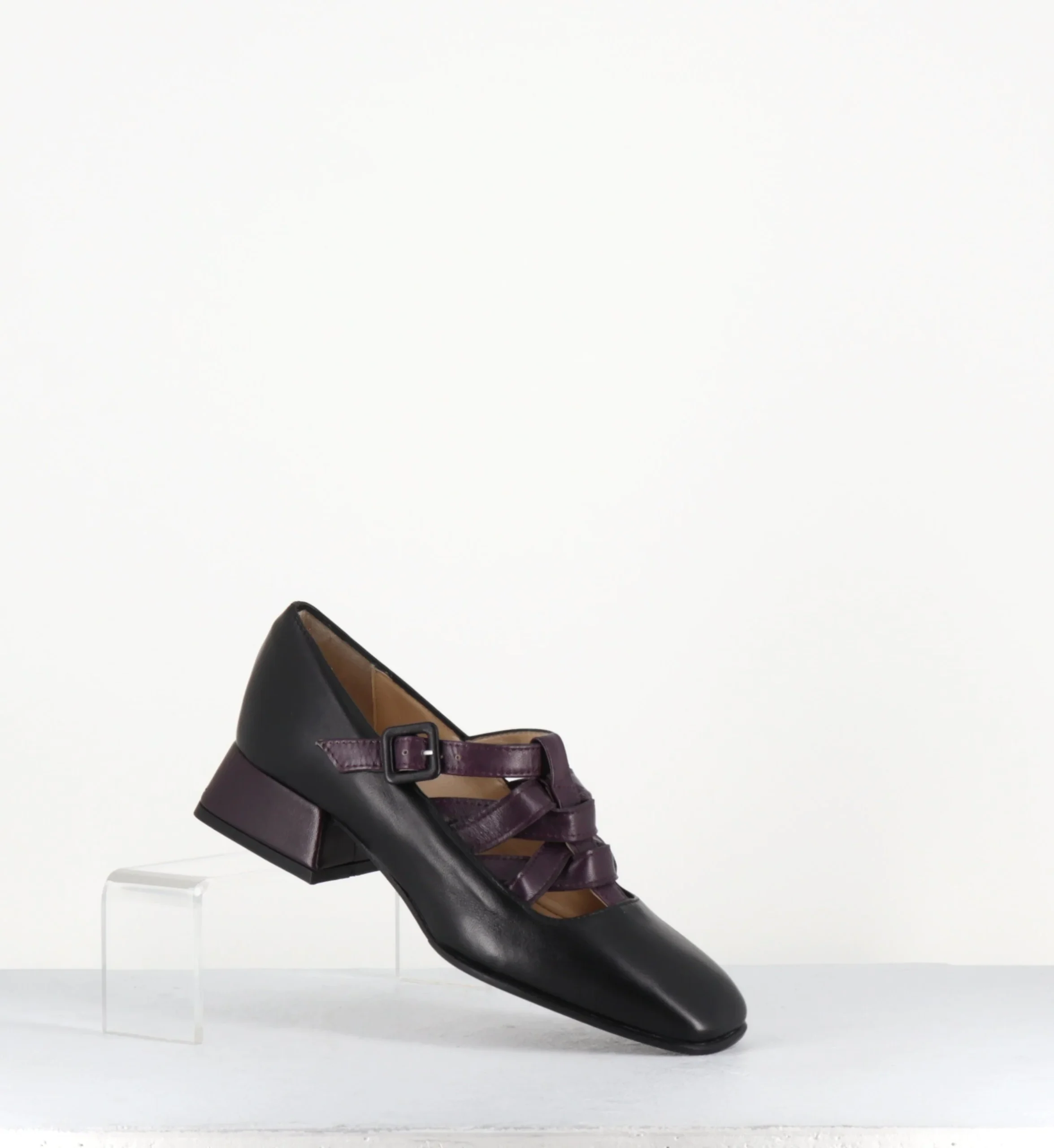 Babies rétro multi-brides en cuir prune petit talon - 5516 NERO PRUGNA – Image 6