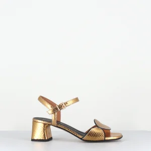 Sandales 60s en cuir métallisé bronze - CARTI KOBRA LAME