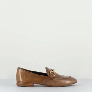 Mocassins plats en cuir souple camel & mors doré - N125 CUOIO