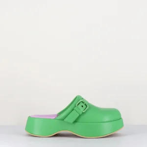 Sabot en cuir vert - LIPARI CHAT GRASS