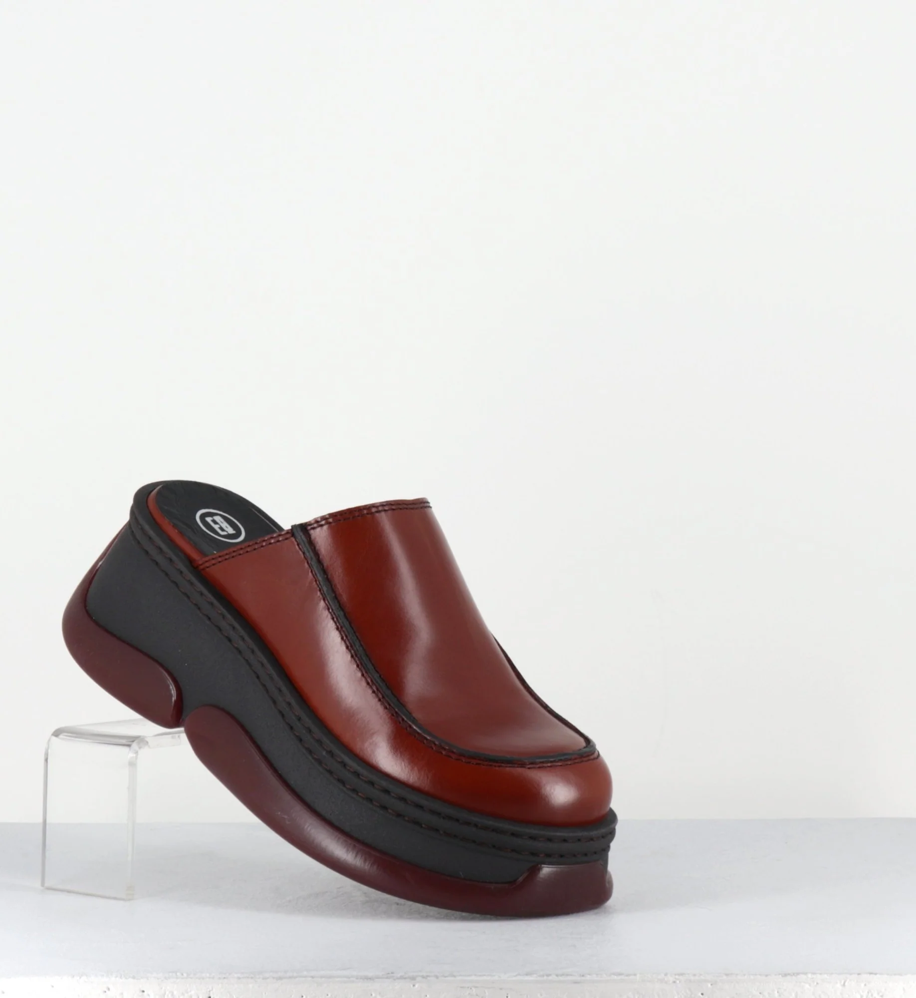 Sabots compensées 90s cuir marron & bubble rubber - BRIETTA BROWN MULES – Image 5