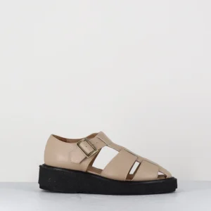 Creepers en cuir grainé beige - GLICK COWHIDE